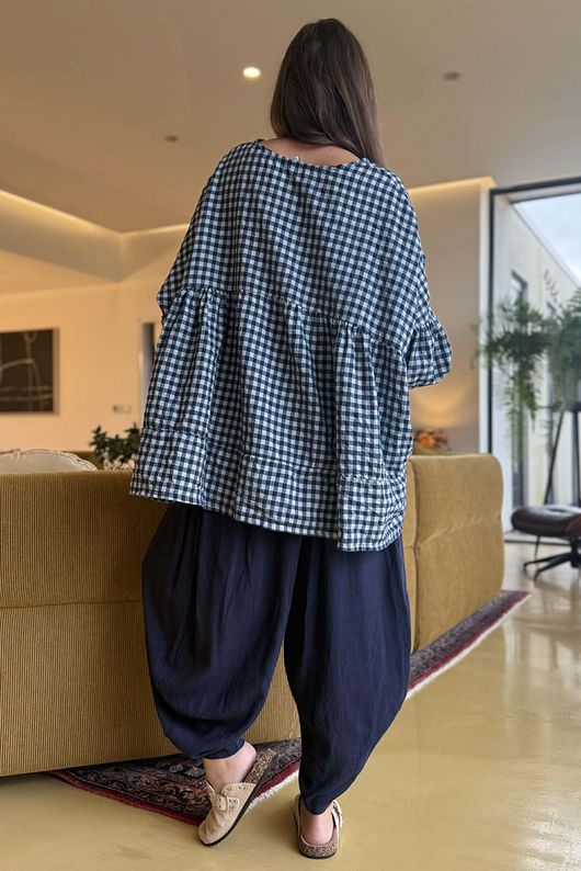 Nonni Gingham Artist Smock Navy